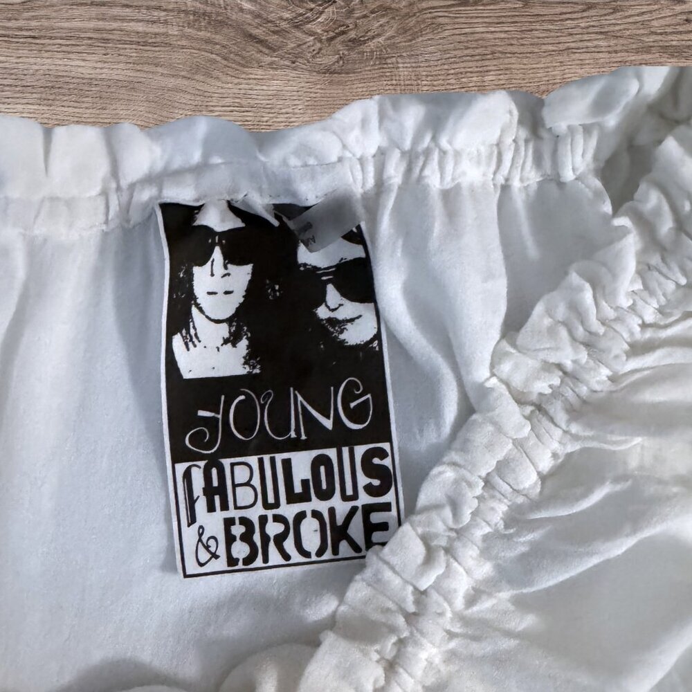 Young Fabulous & Broke White Off Shoulder Silk Lace Bell Sleeve Peasant Blouse L - Picture 5 of 6